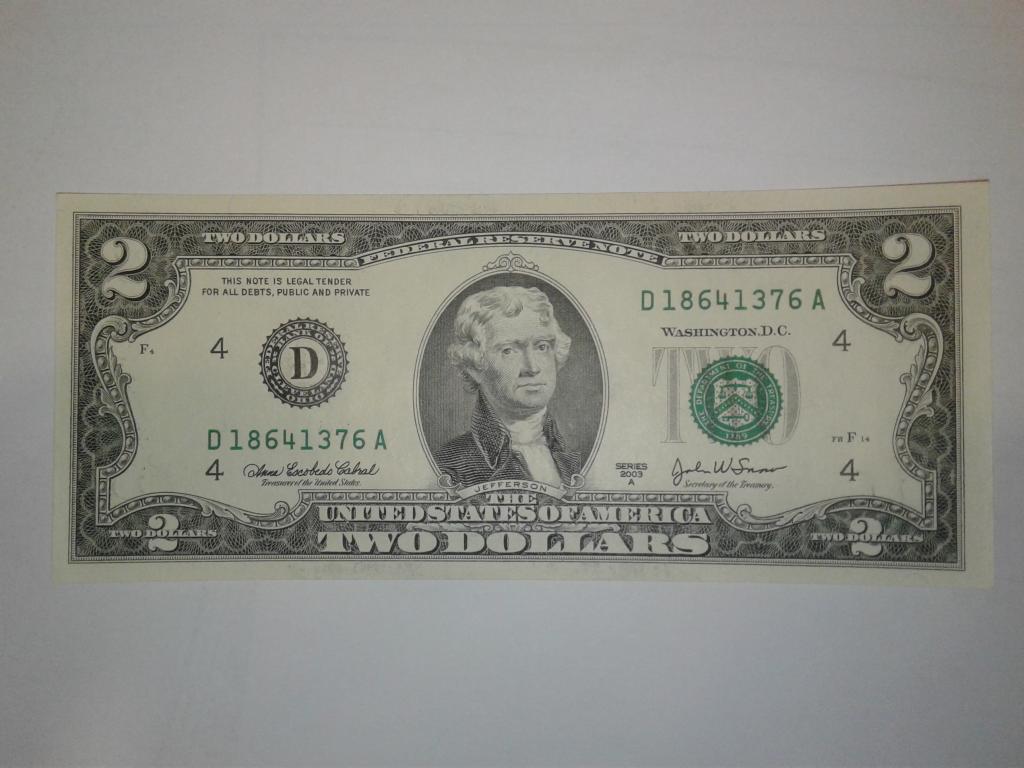 США 2 доллара 2003 А  D(4)