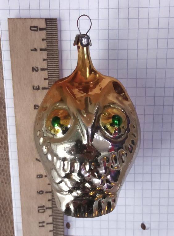 Сова не частая елочная новогодняя игрушка на подвеске СССР стекло без вмешательств (4)