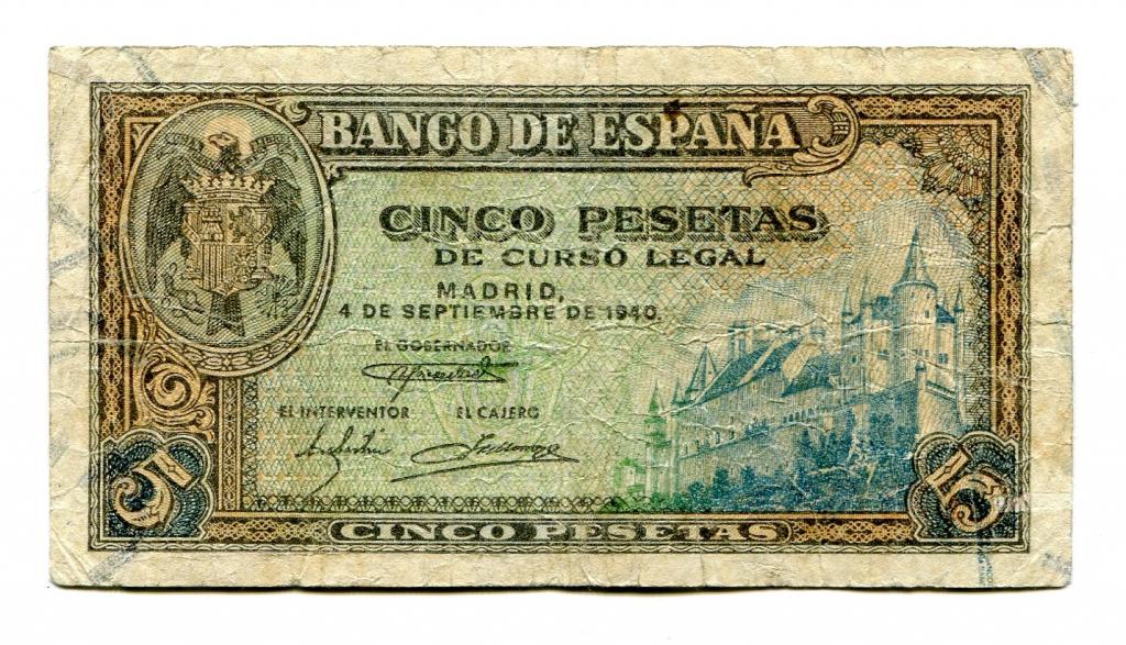 Испания 1940 г. 5 песет