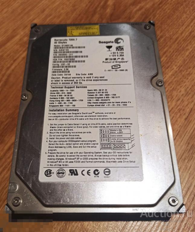 Жесткий диск 40GB  HDD PATA IDE 3,5" HDD Seagate  ST340014A  (РАБОЧИЙ) 