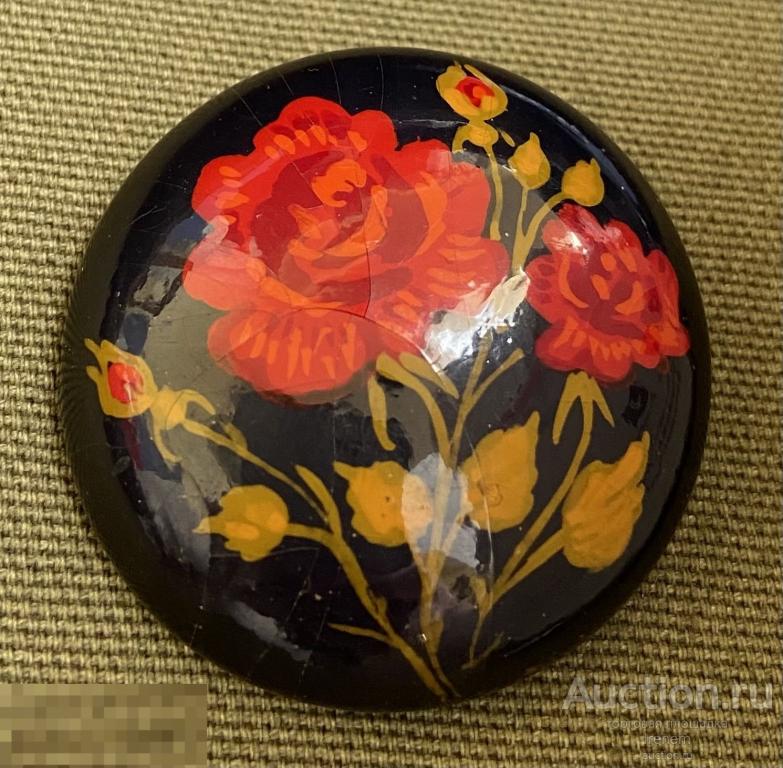 Антиквариат из Европы. Винтаж. Бельгия. Брошь "Розы". Ручная роспись. Эксклюзив. Времен СССР 