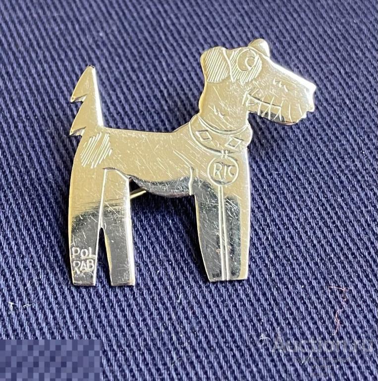 Антиквариат из Европы. Винтажная мини брошь «Терьерчик». Эксклюзив.