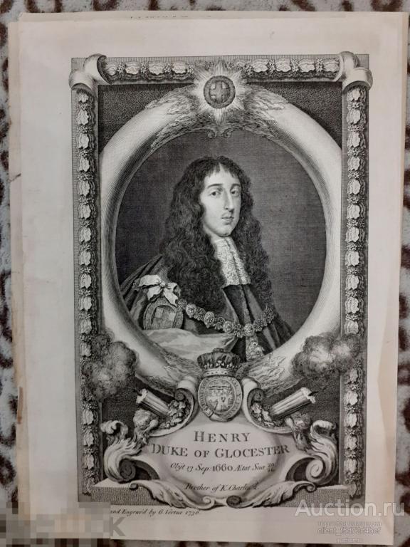 Антикварная англ. гравюра 1736г G. vertue 