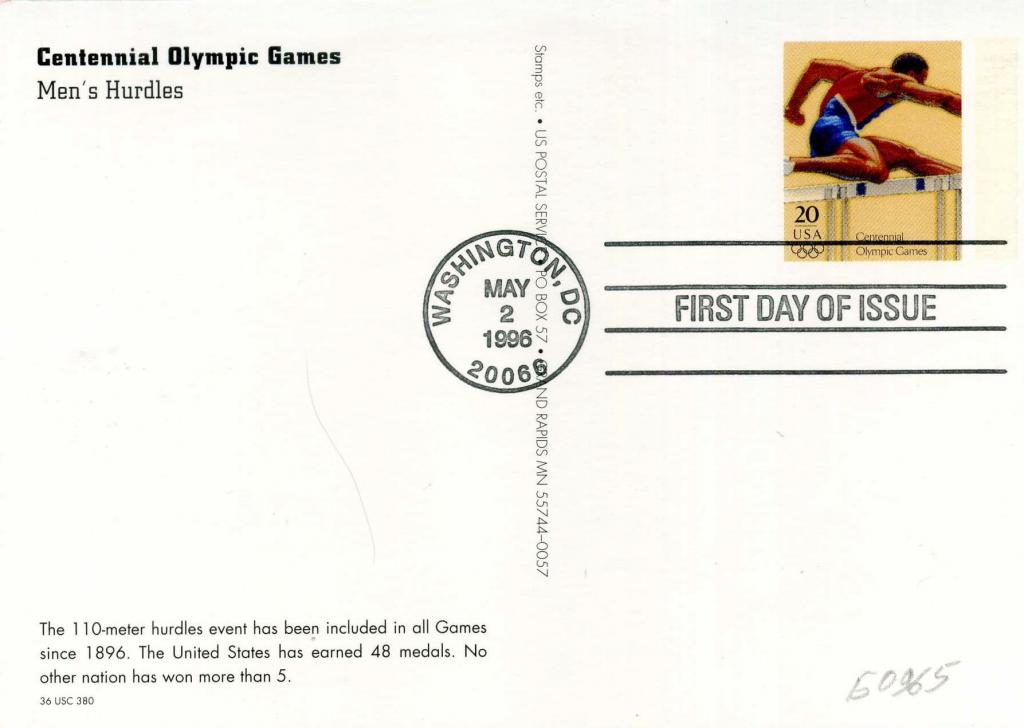 США (Б0965) ПК СГ Олимпийские игры 1996 Олимпиада Легкая атлетика Спорт