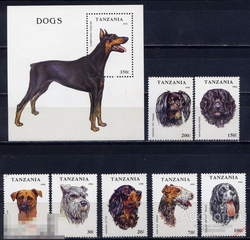 ТАНЗАНИЯ 1993 1599-1605+BL.227 СОБАКИ 