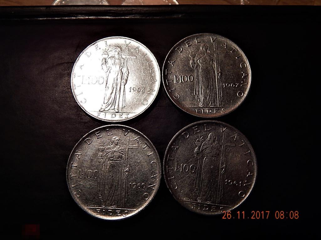 ВАТИКАН 100 ЛИР 1961-1962-- ГОДА ИОАНН ХХIII