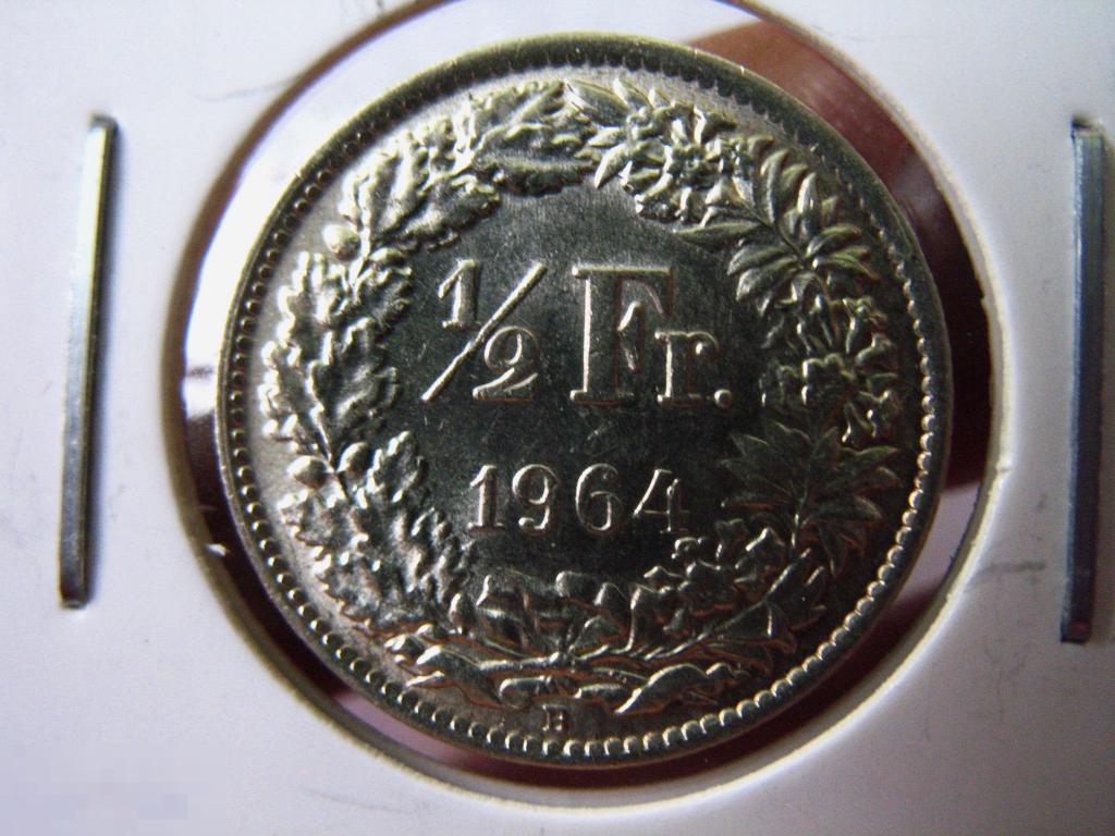 1/2 франка 1964 года Швейцария в штемпельном состоянии