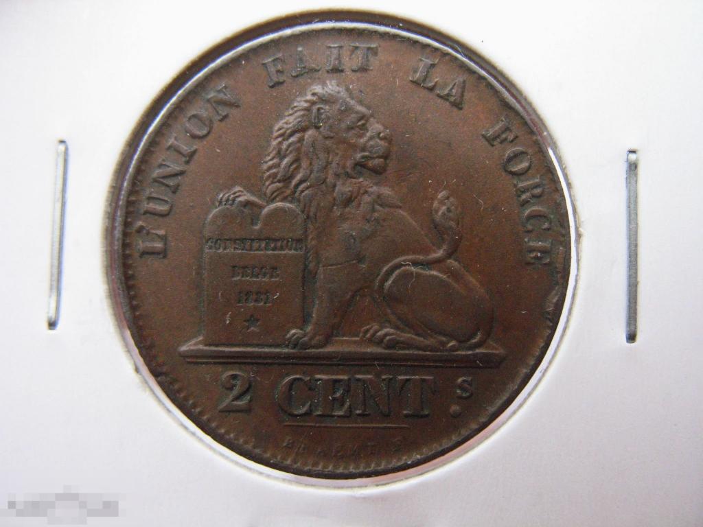 2 сантима 1858 года Бельгия в коллекционном состоянии 