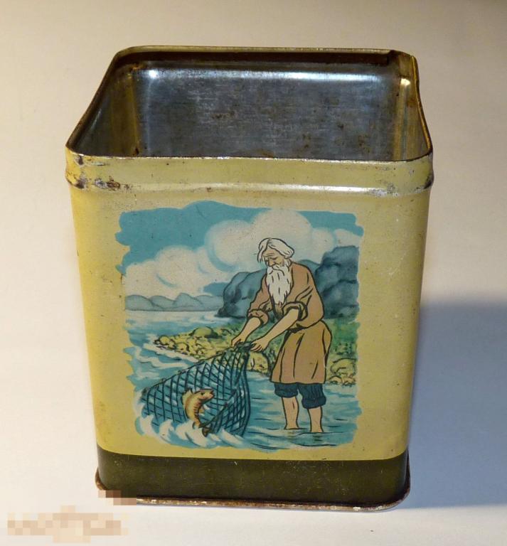 Жестяная банка Витаминно-кондитерская фабрика 1 мая г Горький 1958 года Сказки 