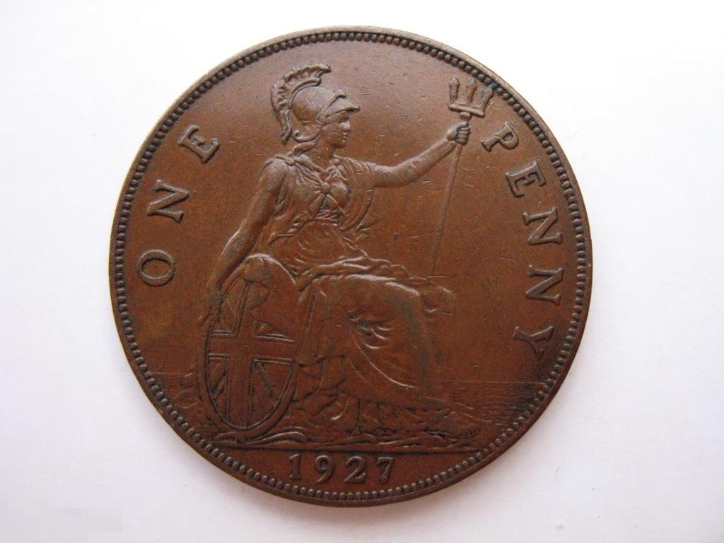 пенни 1927 года Великобритания в коллекционном состоянии