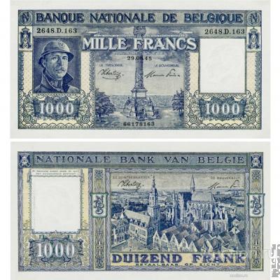 Бельгия 1000 франков 1945, копия арт. 19-11026