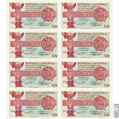 Купюры Испании 1 песета 1937 года, копия сцепки арт. 19-10655