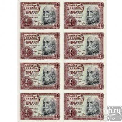 Банкноты Испании 1 песета 1953 года, копия сцепки арт. 19-10653