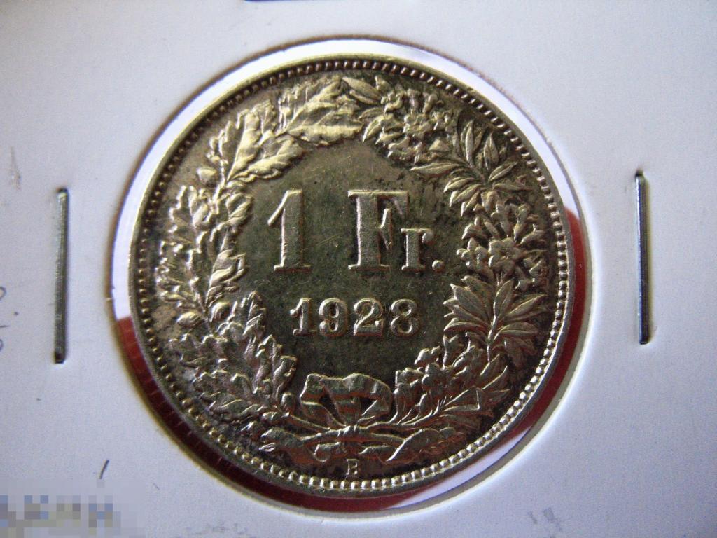 1 франк 1928 года Швейцария в коллекционном состоянии