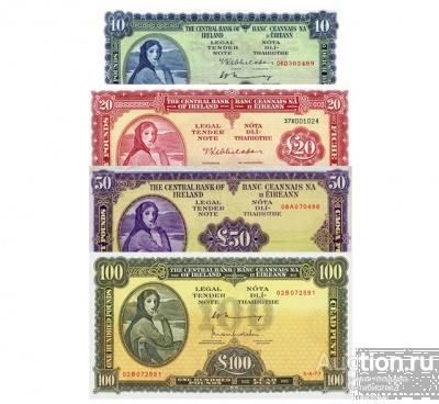 Набор 10-100 фунтов 1971-1977 Ирландия, 4 копии арт. 19-13712