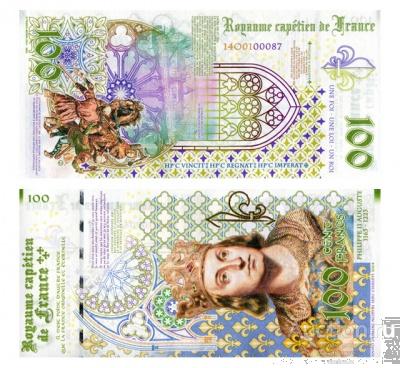 100 франков 2014 Франция, вид 1 фэнтези, копия UNC арт. 19-13915