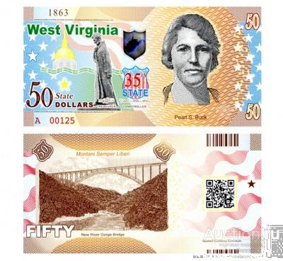50 долларов 2016 West Virginia, США, фэнтези, копия арт. 19-14099
