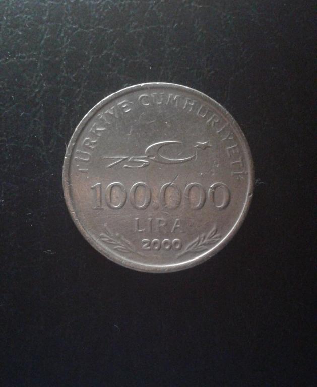 100.000 лир, 2000 г. ,Турция , Азия , (1В13 )