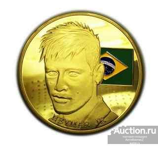 Неймар Жуниор монета футбол ЧМ 2014 Бразилия PROOF золото арт. 16-1233