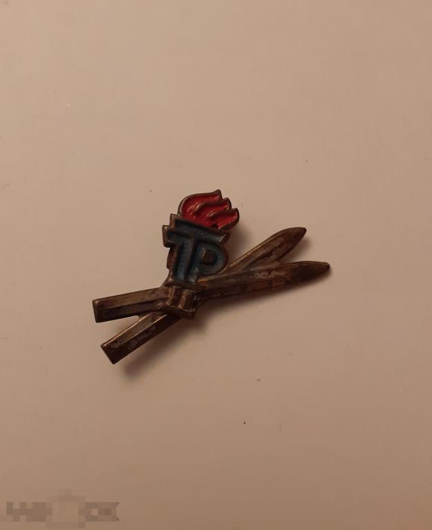 Знак (Значок) СССР Значок ГДР Комсомол лыжи 2 степень Лыжи 