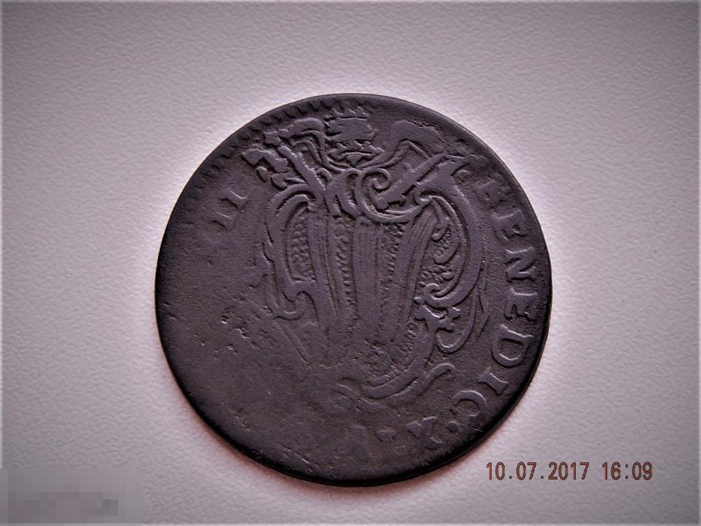 Италия-Ватикан Феррара 1745-1752 годы 1 байокко Папская область