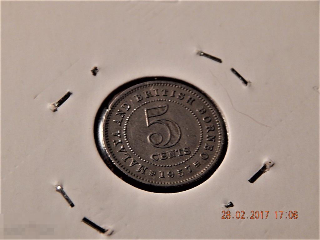 Малайя и борнео 5 цент ЕлизоветаII 1957 год