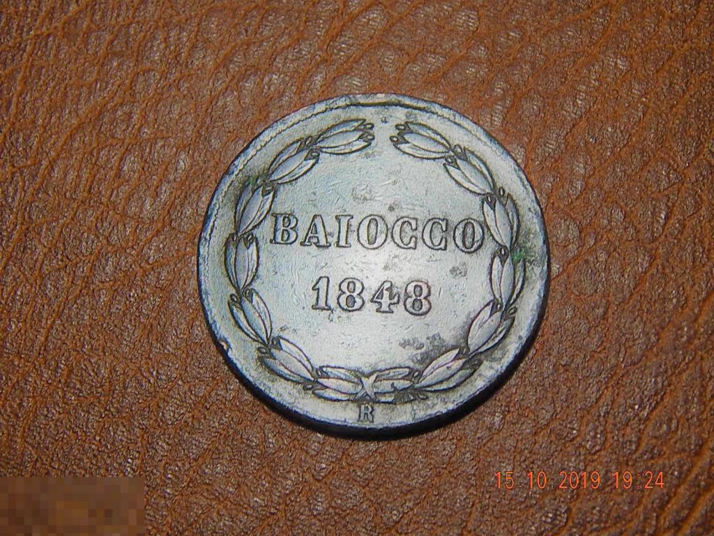 Ватикан-папская область Италия - 1- байоччи (байокко) 1848 год-Пий IX