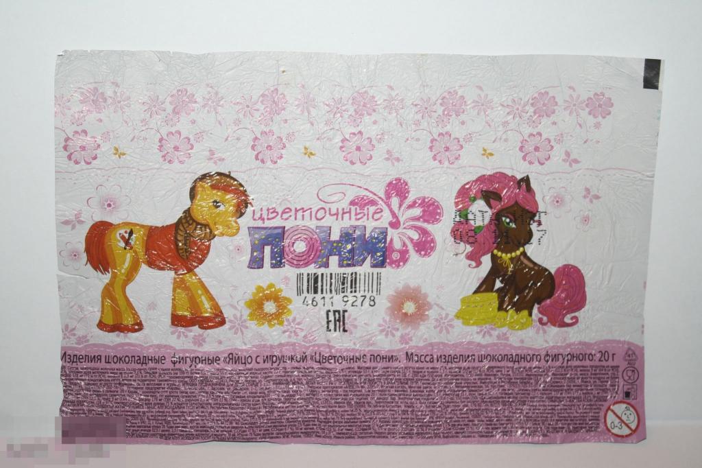 Этикетка Обёртка. Фантик. шоколадное яйцо."ЦВЕТОЧНЫЕ ПОНИ" 