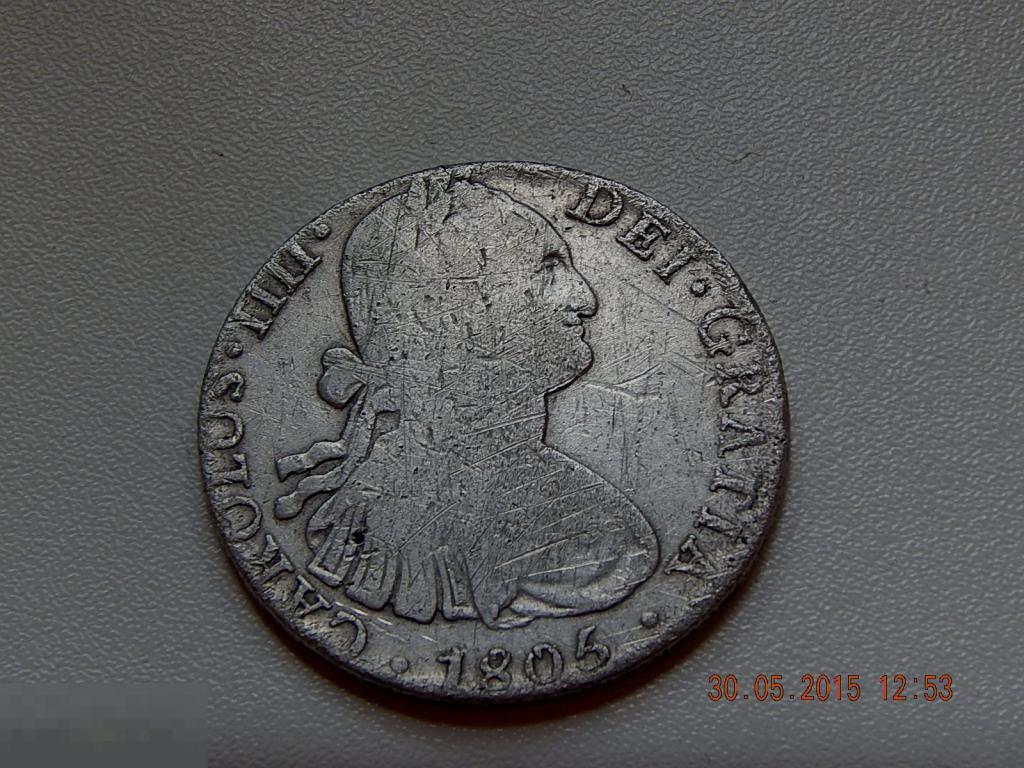 ИСПАНИЯ / СЕРЕБРО 8 РЕАЛОВ  Карл IIII 1805 год