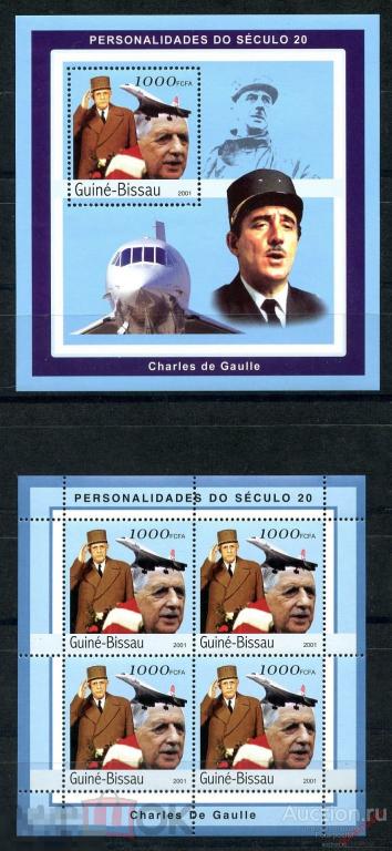 ГВИНЕЯ-БИСАУ 2001 GB0001 ШАРЛЬ ДЕ ГОЛЛЬ. КОНКОРД. АВИАЦИЯ 