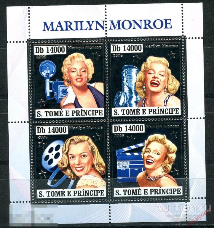 Сан-Томе и Принсипи 2006 ST0001 Мэрилин Монро (СЕРЕБРЯННАЯ ФОЛЬГА) 