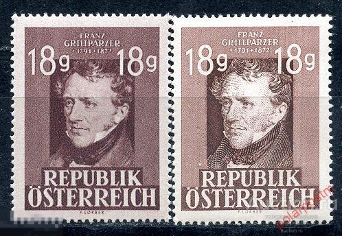 АВСТРИЯ 1947 802+A802 австрийский поэт и драматург Франц Грильпарцер 