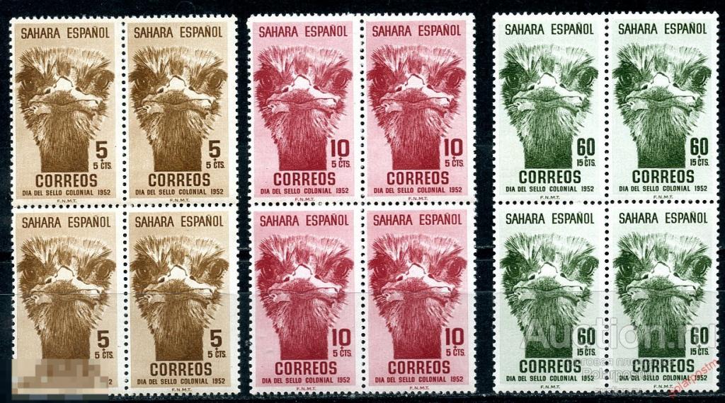 ИСПАНСКАЯ САХАРА 129-131. ПТИЦЫ. СТРАУСЫ 