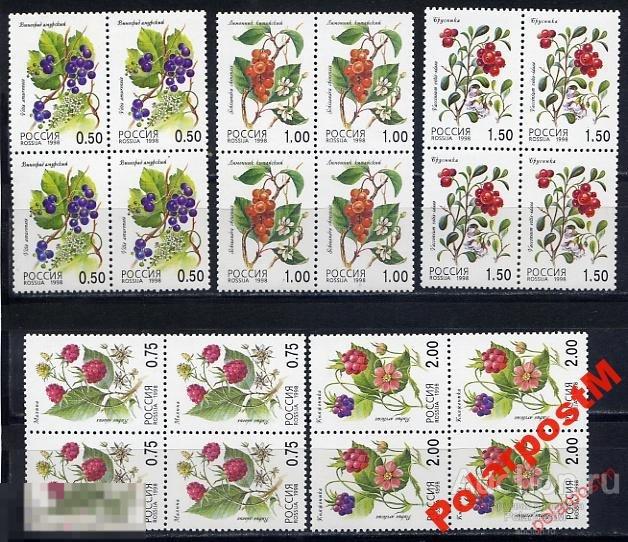 РОССИЯ 1998 447-451 Флора Лесные ягоды 