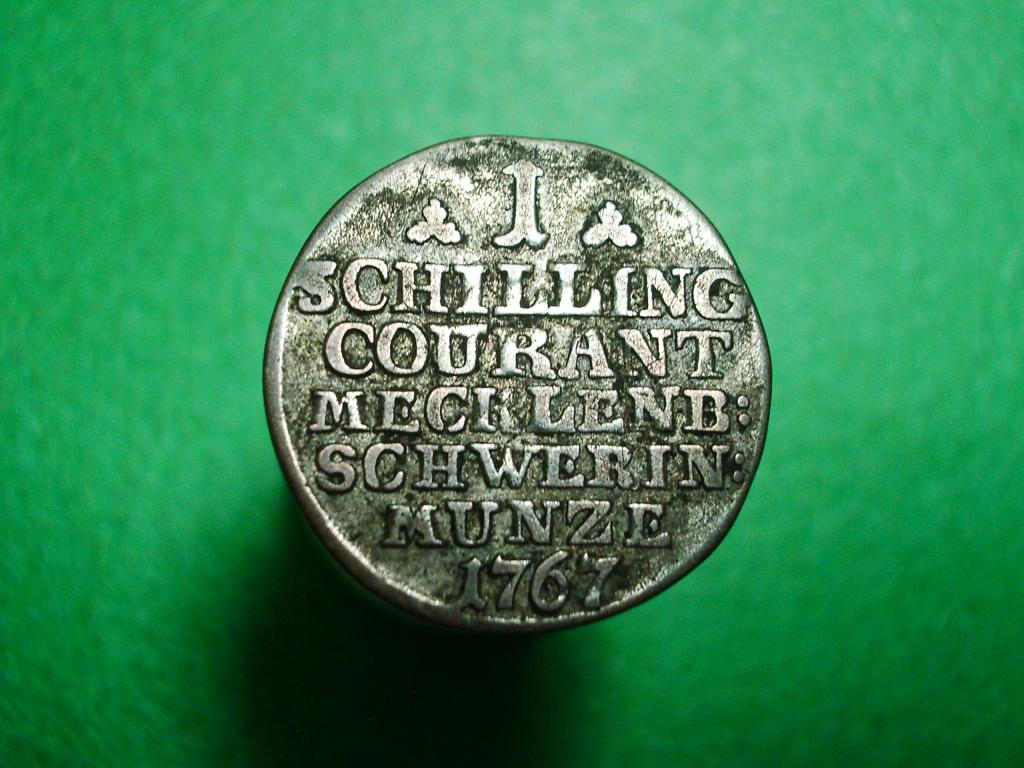 Германия. Мекленбург Шверин 1 шиллинг 1767  года. Серебро. Отличное  состояние! Оригинал.
