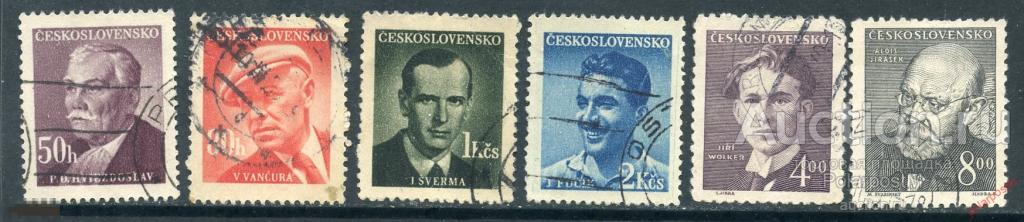 Y85 ЧЕХОСЛОВАКИЯ (ЧССР) 1949 566-571 писатели. 