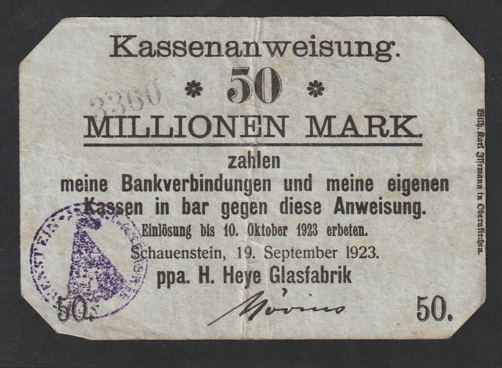Германия, 50 миллионов марок 1923 года, Шауэнштайн