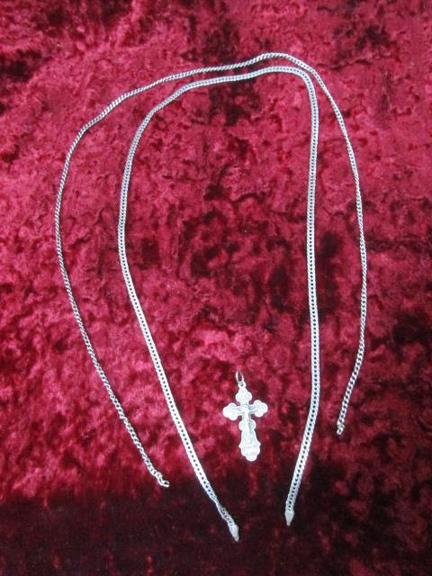 ЦЕПОЧКА 2 ШТУКИ . КРЕСТ СЕРЕБРО 925. ЦЕНА ЗА ВСЕ