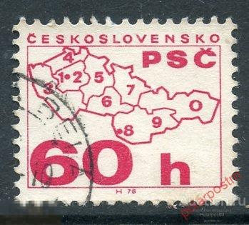 Y85 ЧЕХОСЛОВАКИЯ (ЧССР) 1976 2341 Рулонные марки. Карта с почтовыми индексами регионов ЧЕХОСЛОВАКИИ 