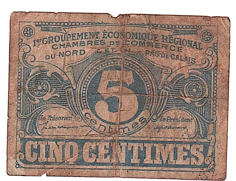 Франция 5 сентим Па-Де-Кале  чрезвычайный выпуск до 1925 года