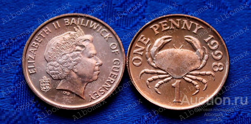 Гернси 1 пенни 1998г Краб UNC 