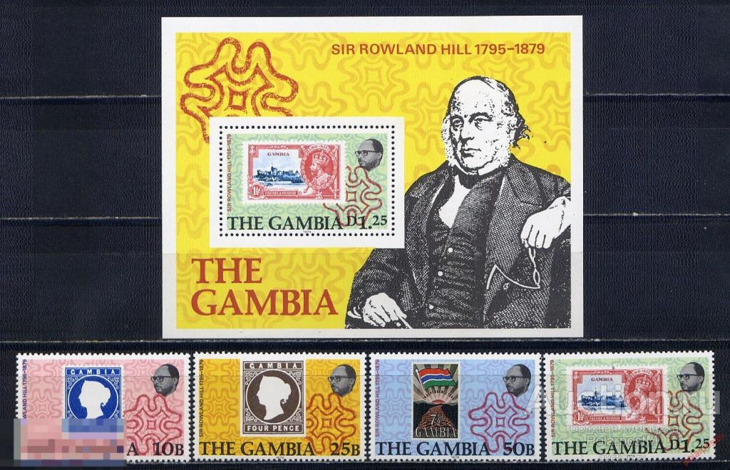ГАМБИЯ 1979  390-393+БЛ.4  Роуленд Хилл, 100 ЛЕТ СО ДНЯ РОЖДЕНИЯ 