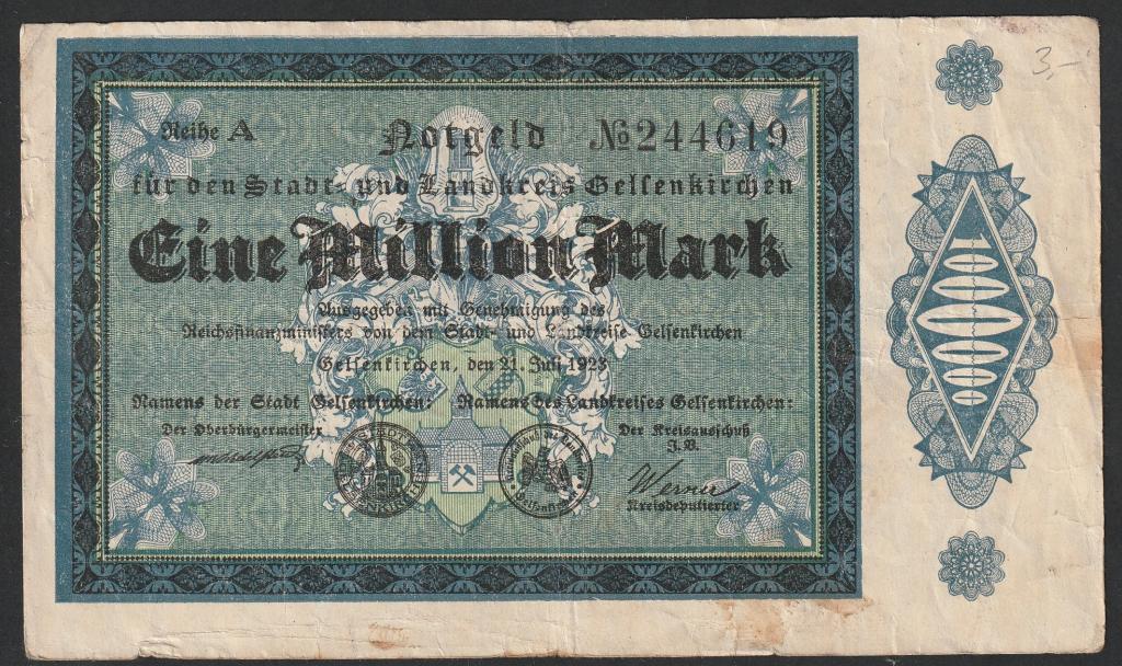 Германия, 1 миллион марок 1923 года, Гельзенкирхен