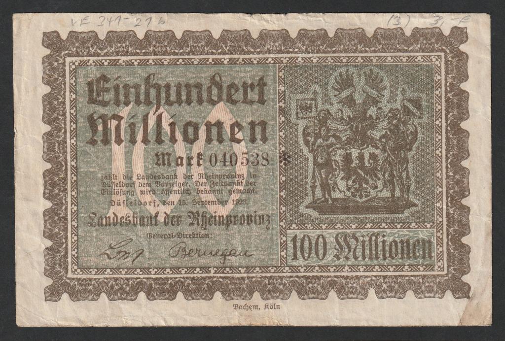 Германия, 100 миллионов марок 1923 года, Дюссельдорф