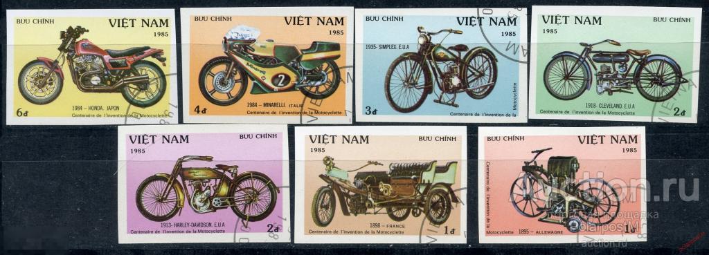 Y85 ВЬЕТНАМ 1985 1572u-1578u 100-летие мотоцикла. Мотоциклы. Транспорт 