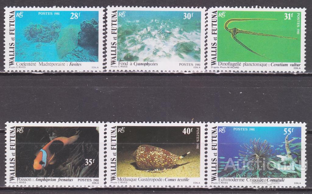 Уоллис и Футуна 1981 морская фауна Mi390-395 MNH