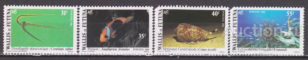 Уоллис и Футуна 1981 морская фауна Mi392-395 MNH