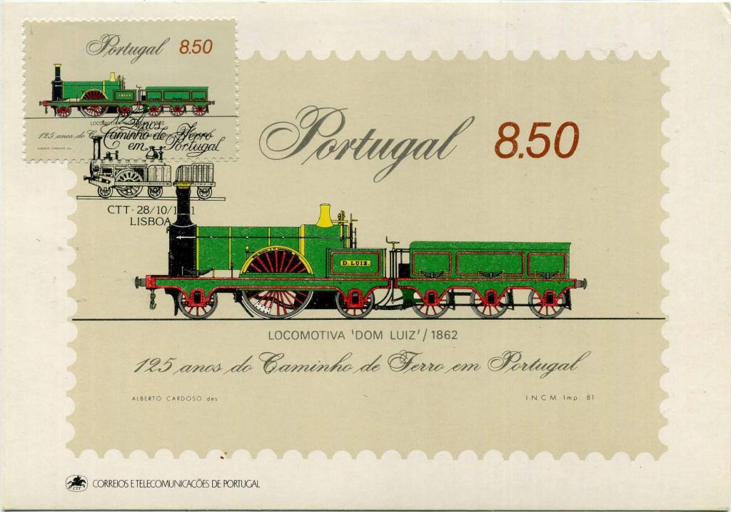 Португалия (Б1053) Картмаксимум Паровозы Локомотивы 1981 Железная дорога