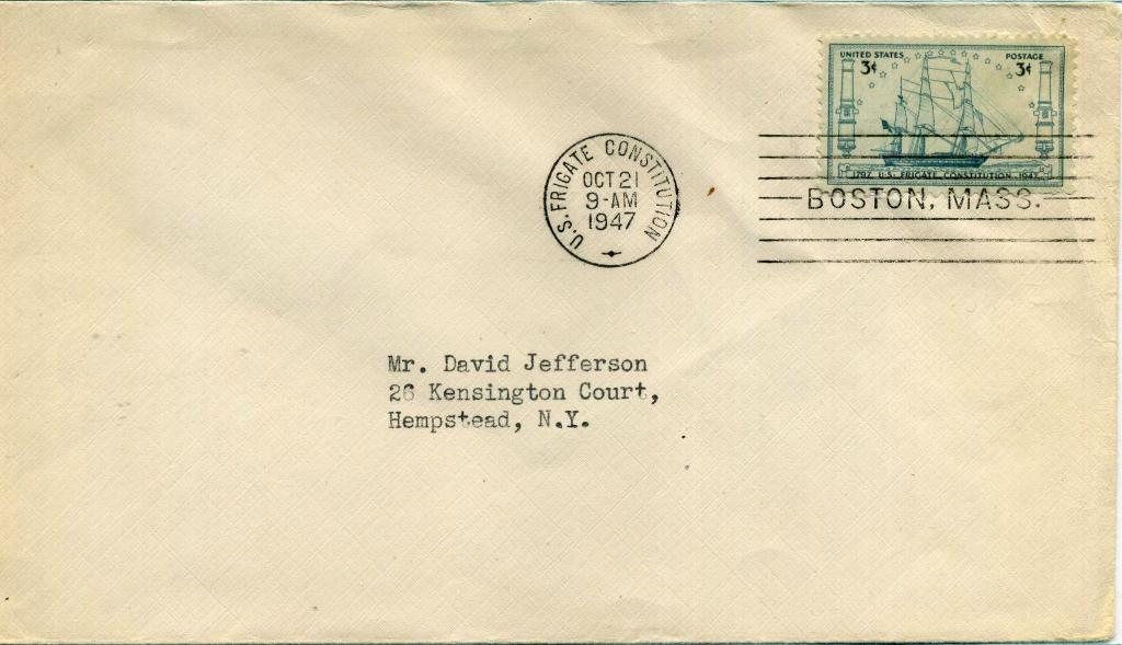 США (Б1084) Конверт СГ Парусные корабли История 1947 Флот