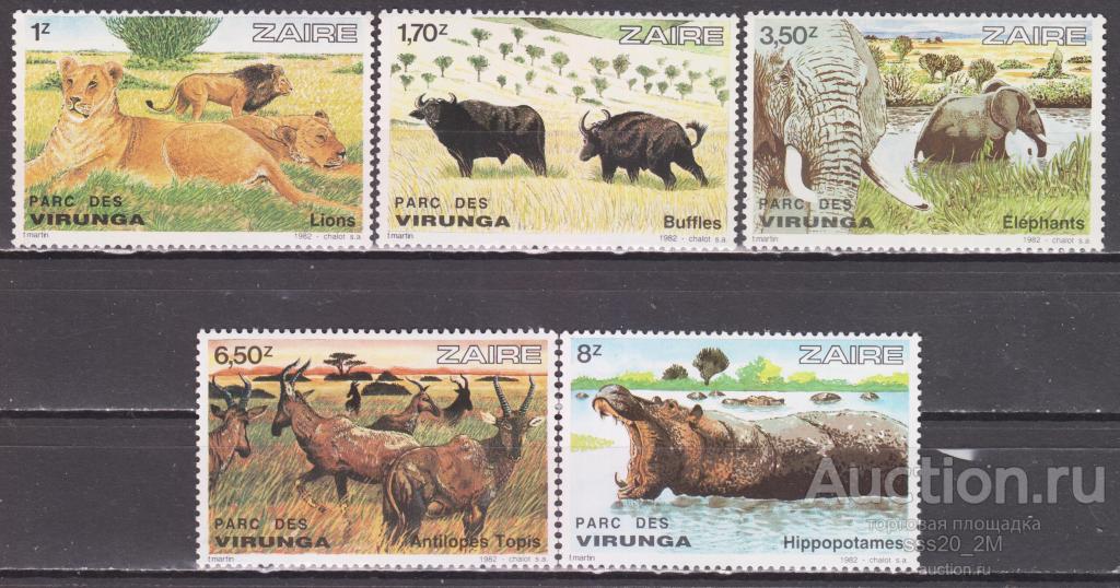 Заир 1982 фауна Mi779-783 MNH